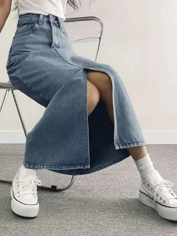 Blue_Denim_Casual_Skirt_For_Women