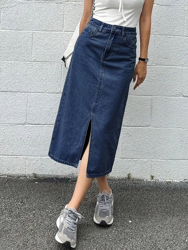 Blue_Denim_Pencil_Cut_Casual_Skirt_For_Women