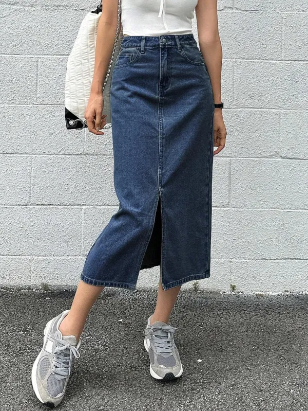 Blue_Denim_Pencil_Cut_Casual_Skirt_For_Women
