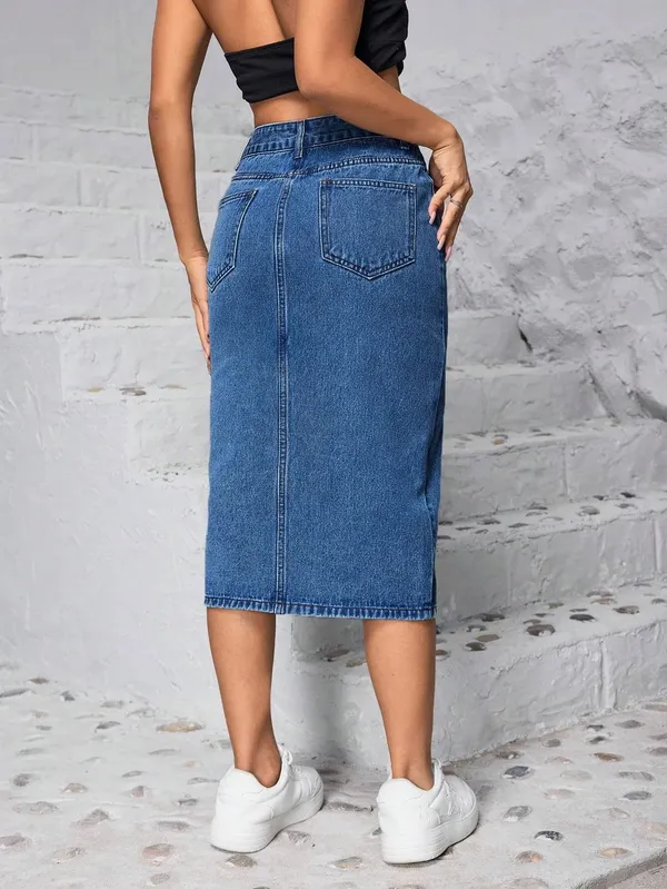 Blue_Denim_Pencil_Cut_Casual_Skirt_For_Women