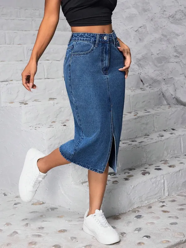 Blue_Denim_Pencil_Cut_Casual_Skirt_For_Women