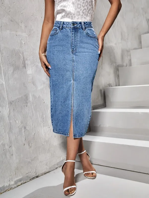 Blue_Denim_Casual_Skirt_For_Women