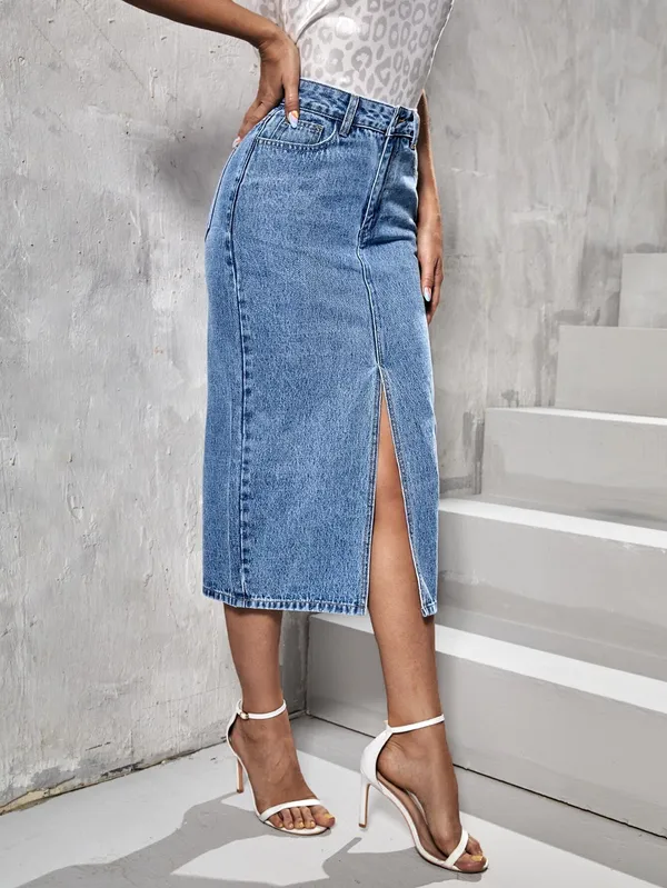 Blue_Denim_Casual_Skirt_For_Women
