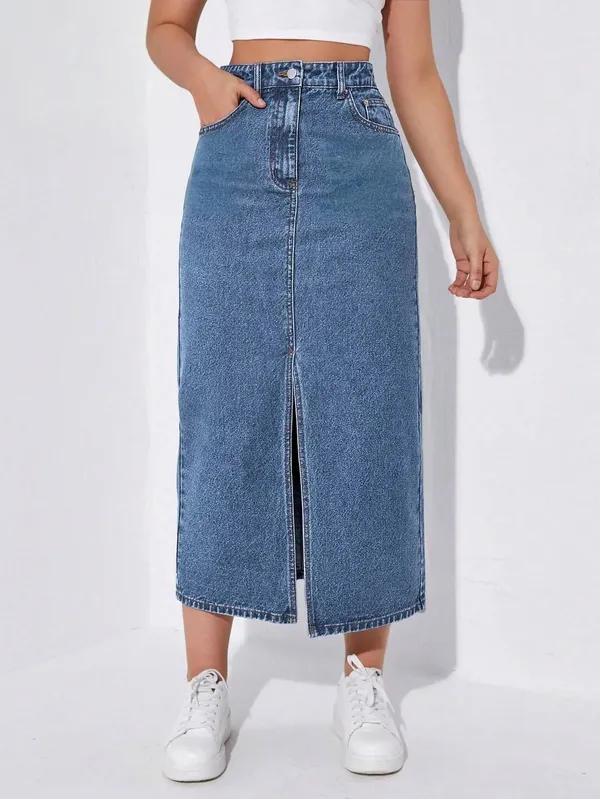 Blue_Denim_Pencil_Cut_Casual_Skirt_For_Women