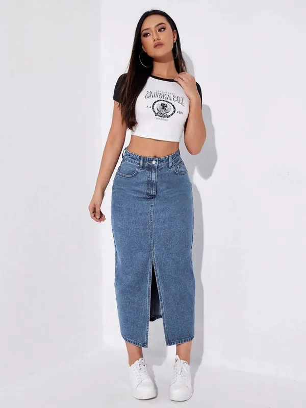 Blue_Denim_Pencil_Cut_Casual_Skirt_For_Women