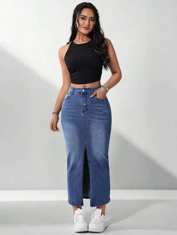 Blue_Denim_Pencil_Cut_Casual_Skirt_For_Women