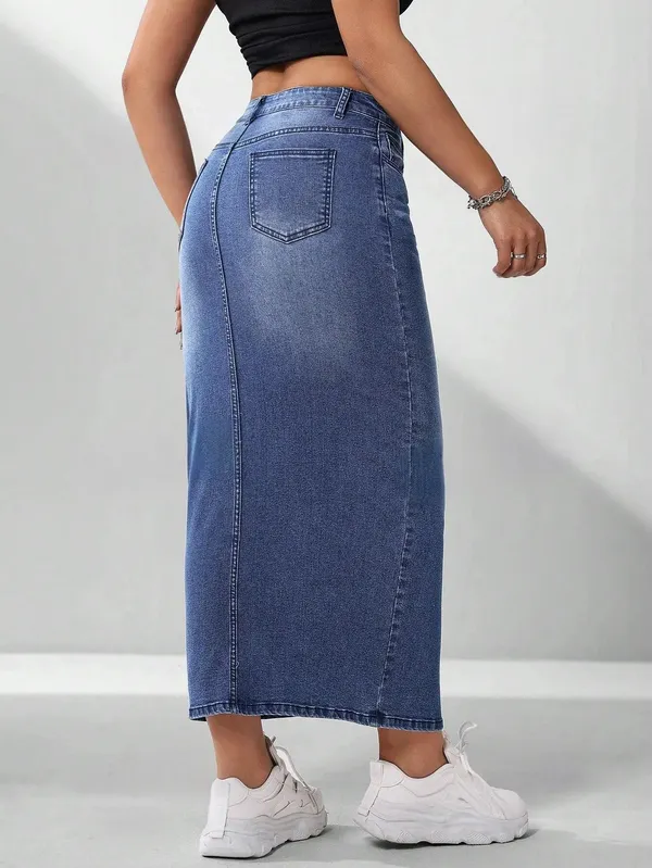 Blue_Denim_Pencil_Cut_Casual_Skirt_For_Women