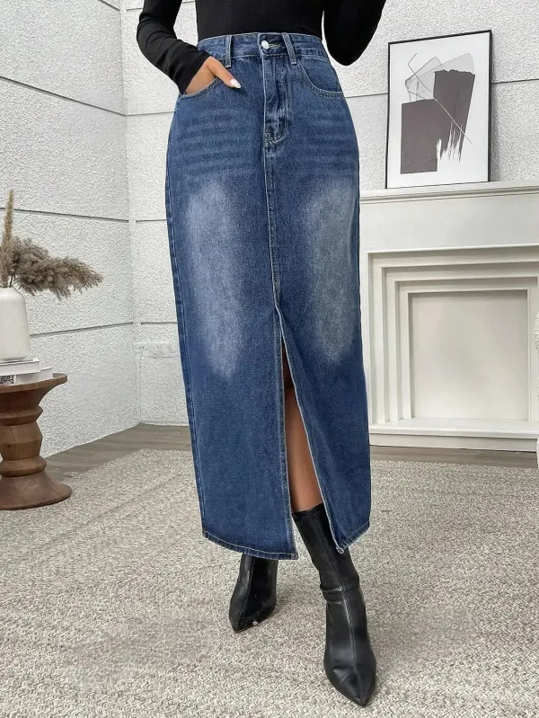 Blue_Denim_Casual_Skirt_For_Women