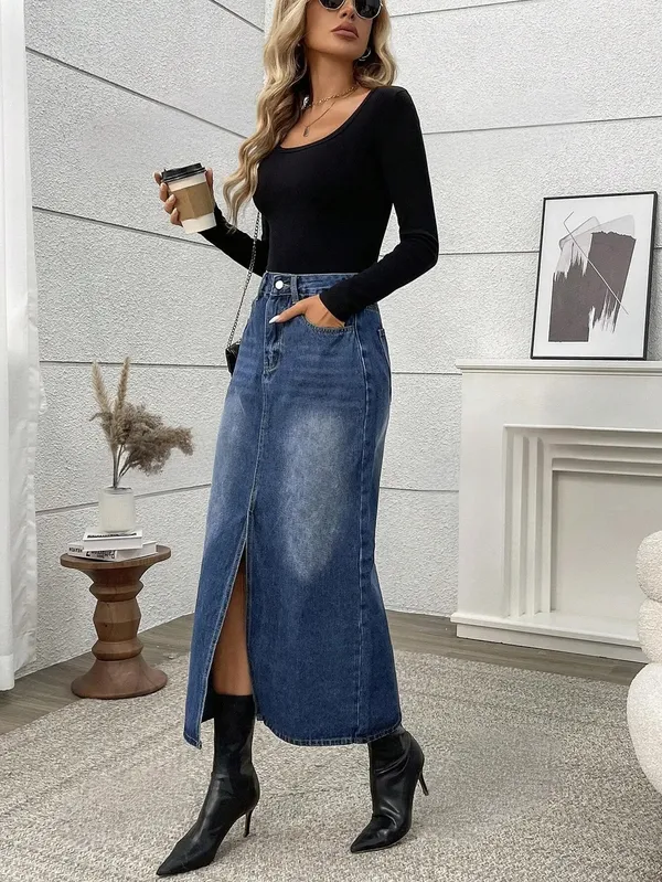 Blue_Denim_Casual_Skirt_For_Women