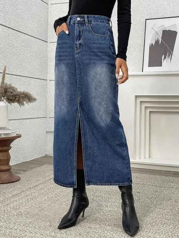 Blue_Denim_Casual_Skirt_For_Women