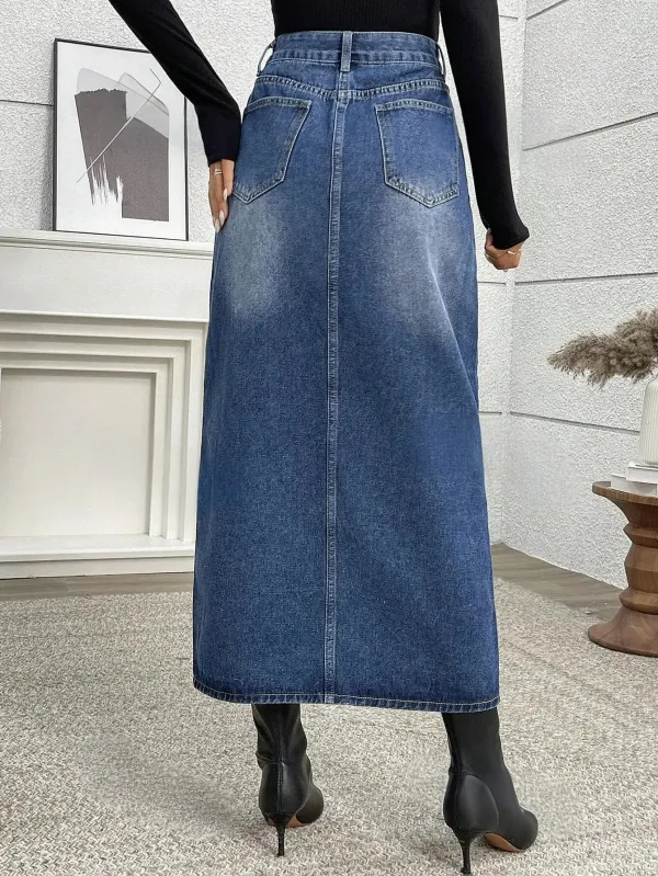 Blue_Denim_Pencil_Cut_Casual_Skirt_For_Women