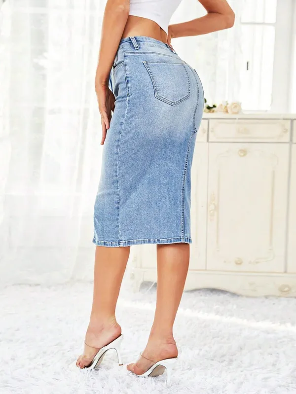 Blue_Denim_Pencil_Cut_Casual_Skirt_For_Women