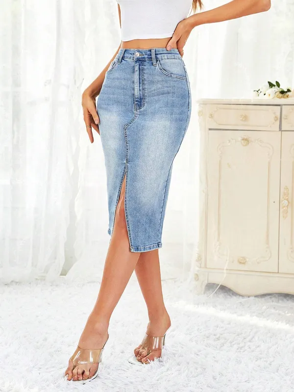 Blue_Denim_Pencil_Cut_Casual_Skirt_For_Women