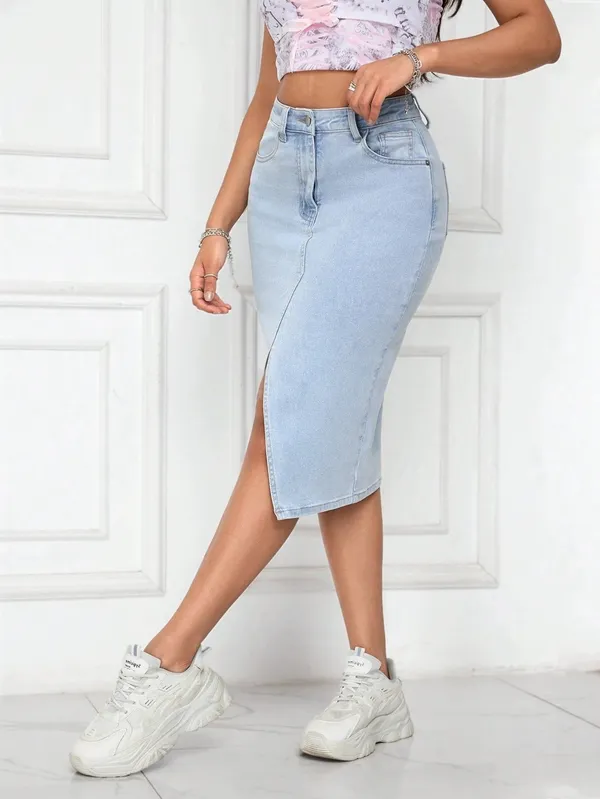 Blue_Denim_Casual_Skirt_For_Women