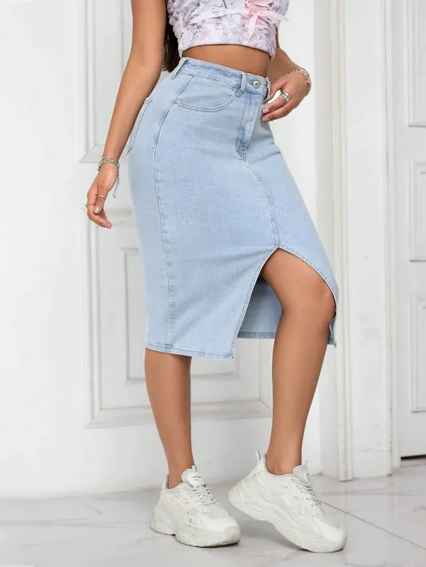Blue_Denim_Casual_Skirt_For_Women