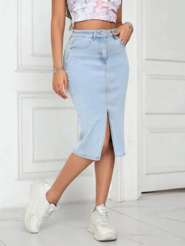 Blue_Denim_Casual_Skirt_For_Women