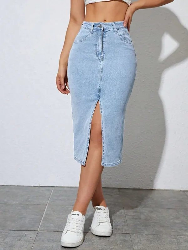 Blue_Denim_Casual_Skirt_For_Women