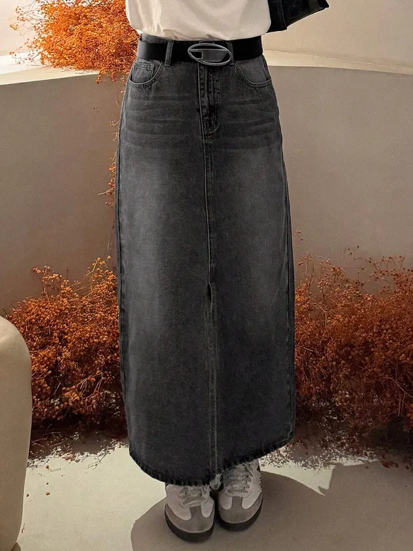 Grey_Denim_Casual_Skirt_For_Women