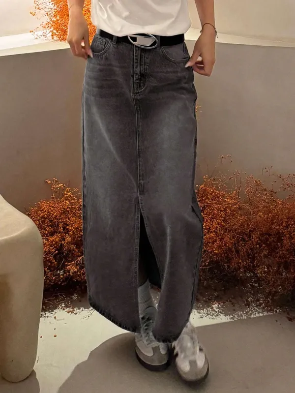Grey_Denim_Casual_Skirt_For_Women