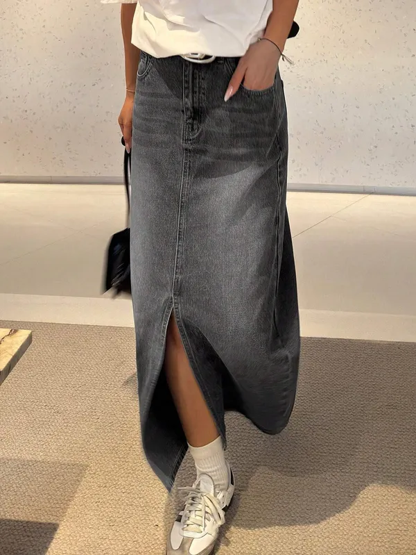 Grey_Denim_Casual_Skirt_For_Women