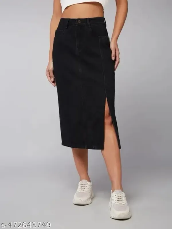 Black_Denim_Casual_Skirt_For_Women