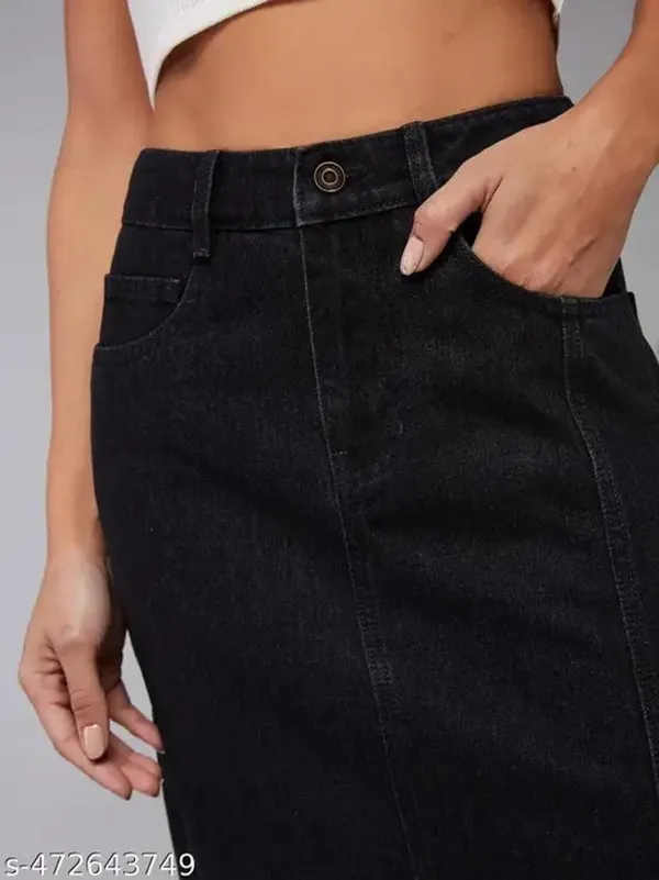 Black_Denim_Casual_Skirt_For_Women