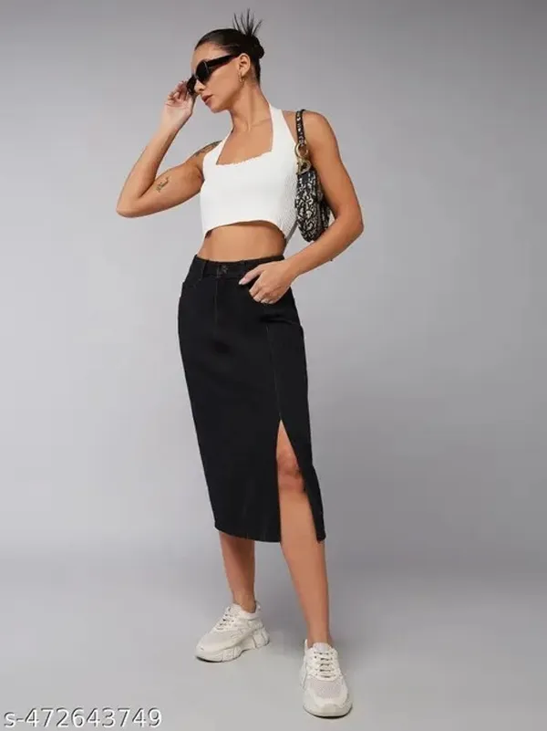 Black_Denim_Casual_Skirt_For_Women