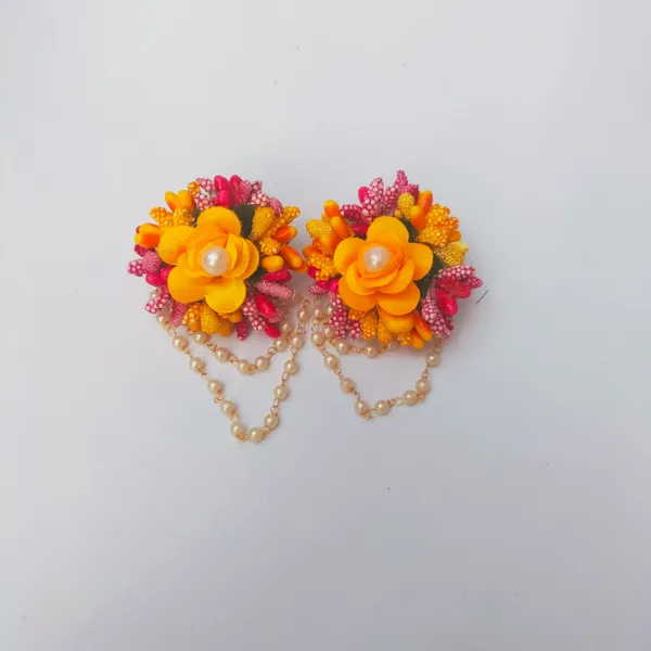 Pink_&_Yellow__Sharda_Fabric_Flower_jewellery_For_Women