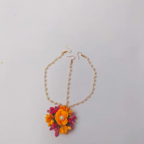 Pink_&_Yellow__Sharda_Fabric_Flower_jewellery_For_Women