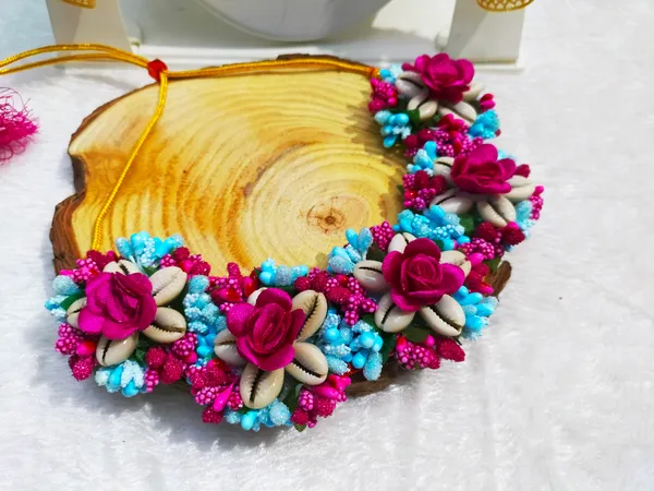 Blue_&_Pink__Shivani_Fabric_Flower_jewellery_For_Women