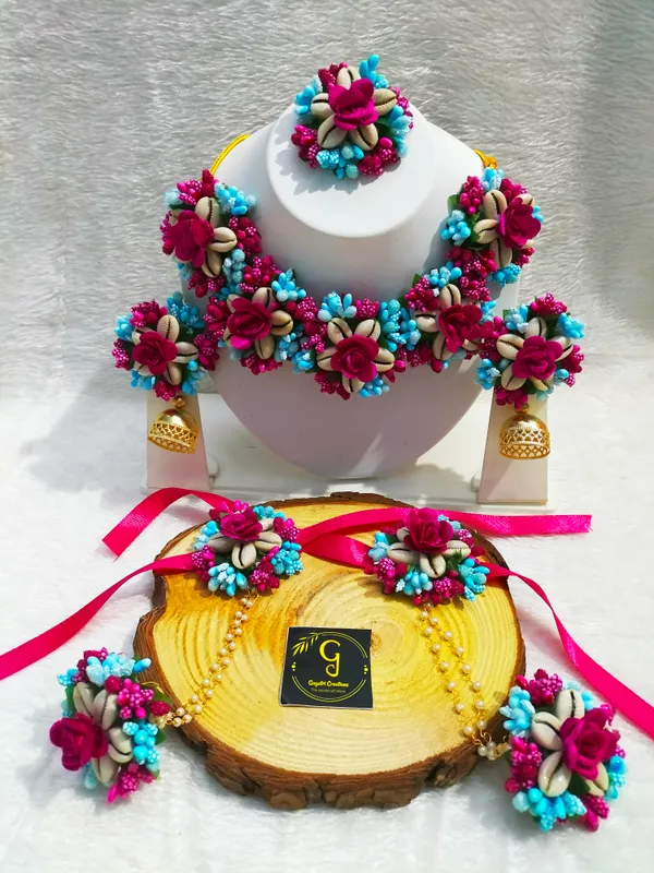 Blue_&_Pink__Shivani_Fabric_Flower_jewellery_For_Women