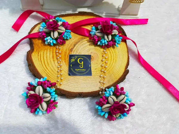 Blue_&_Pink__Shivani_Fabric_Flower_jewellery_For_Women