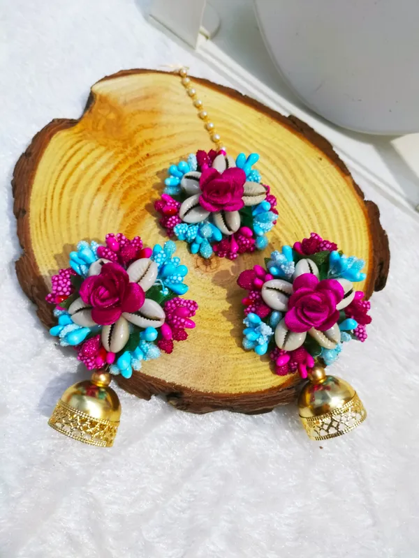 Blue_&_Pink__Shivani_Fabric_Flower_jewellery_For_Women