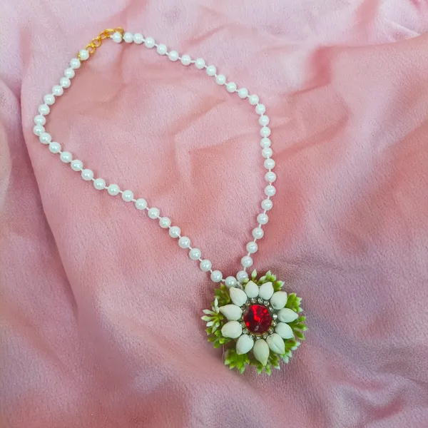 White_&_Red__Amaya_Fabric_Floral_Jewellery_For_Women