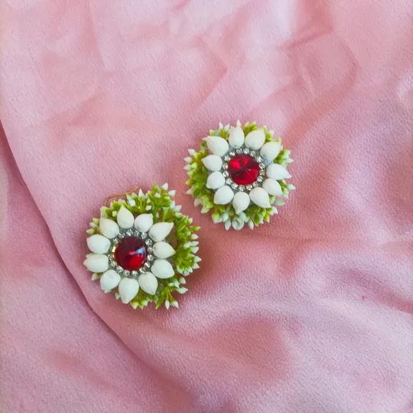 White_&_Red__Amaya_Fabric_Floral_Jewellery_For_Women