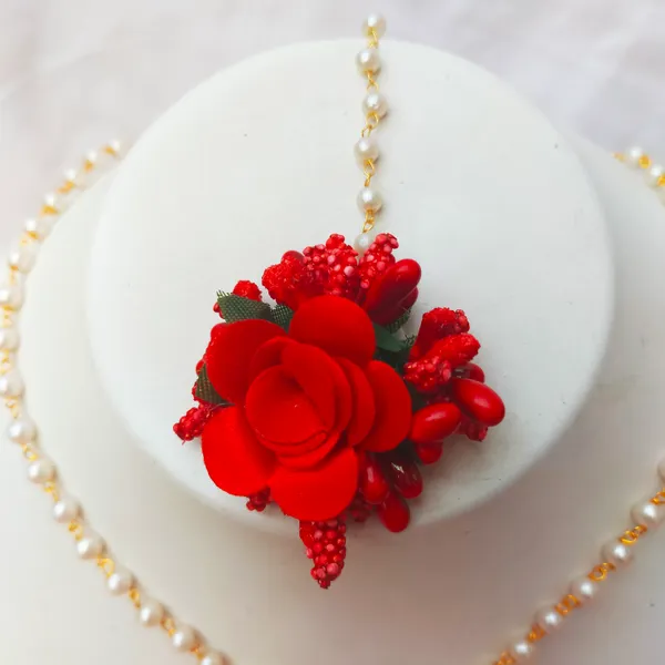 Red_Chain__Sreeja_Fabric_Flower_Jewellery__For_Women
