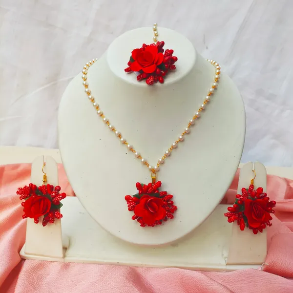 Red_Chain__Sreeja_Fabric_Flower_Jewellery__For_Women