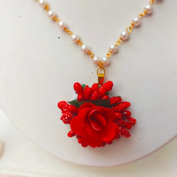 Red_Chain__Sreeja_Fabric_Flower_Jewellery__For_Women