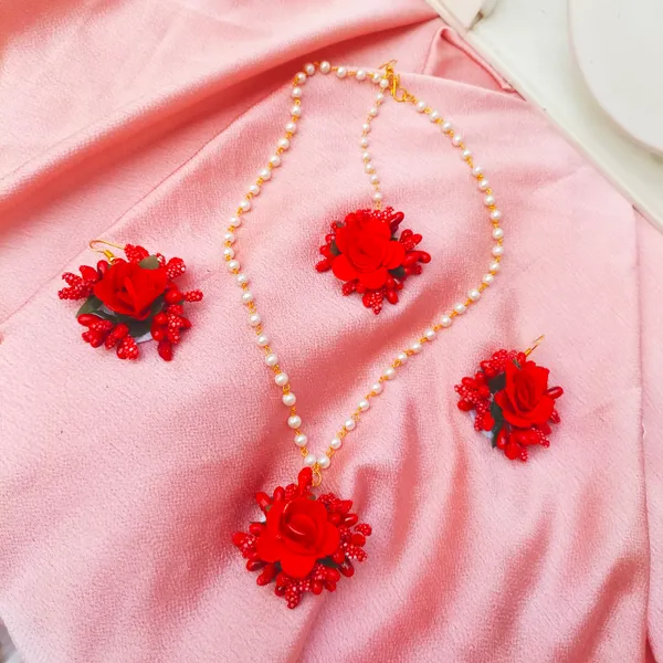 Red_Chain__Sreeja_Fabric_Flower_Jewellery__For_Women