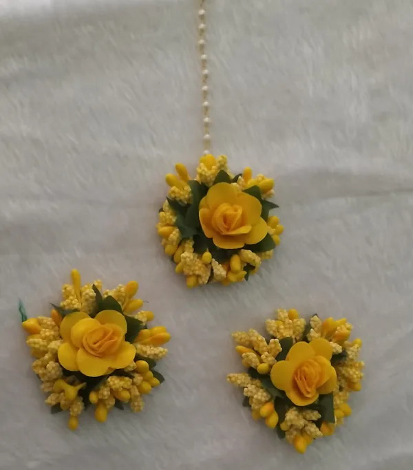 Yellow__Malvika_Fabric_Flower_Jewellery__For_Girls_&_Women
