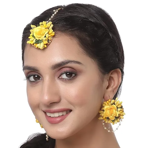Yellow__Malvika_Fabric_Flower_Jewellery__For_Girls_&_Women
