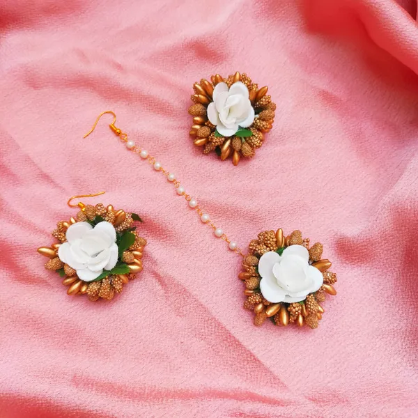 Gold_&_White_Mira_Fabric_Flower_Jewellery__For_Girls_&_Women
