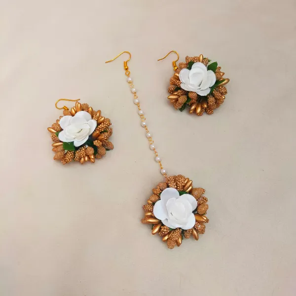 Gold_&_White_Mira_Fabric_Flower_Jewellery__For_Girls_&_Women