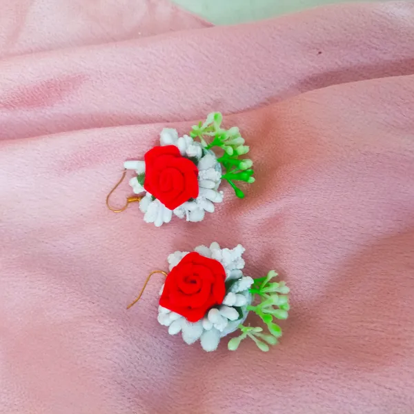 Red_&_Green__Aarvi_Fabric_Floral_Jewellery_For_Women