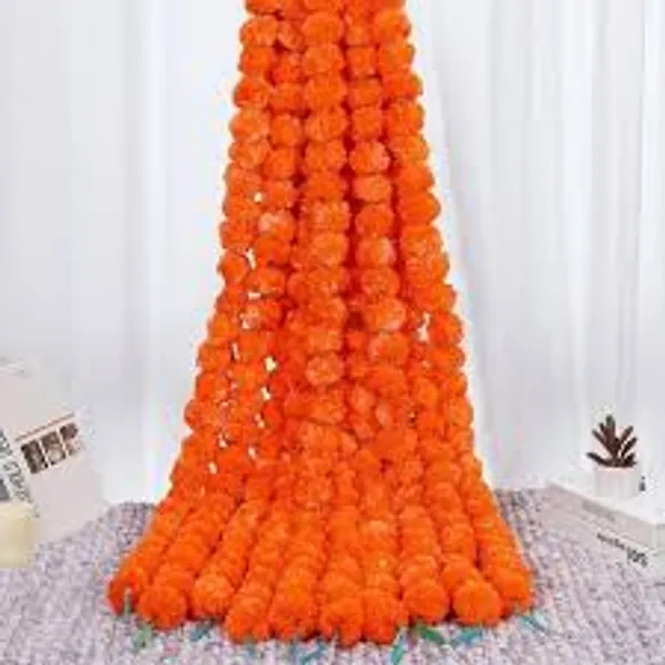 RAJINI_Pack_of_5_Orange_Marigold_Flower_Garland_for_Festive_Decor_4.5_feet
