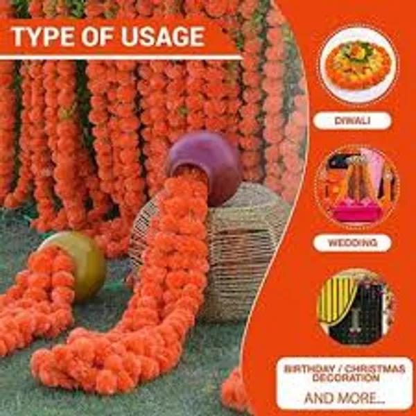 RAJINI_Pack_of_5_Orange_Marigold_Flower_Garland_for_Festive_Decor_4.5_feet