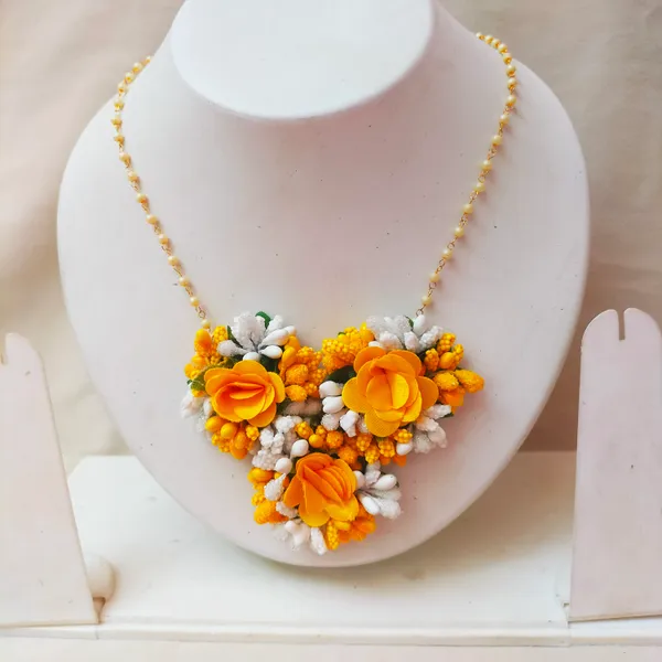 Yellow_&_White_Chain__Sona_Fabric_Flower_Jewellery__For_Women