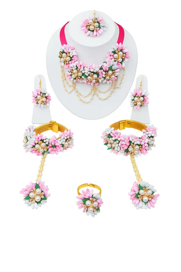 Pink_&_White__Shivanya_Fabric_Flower_jewellery_For_Women