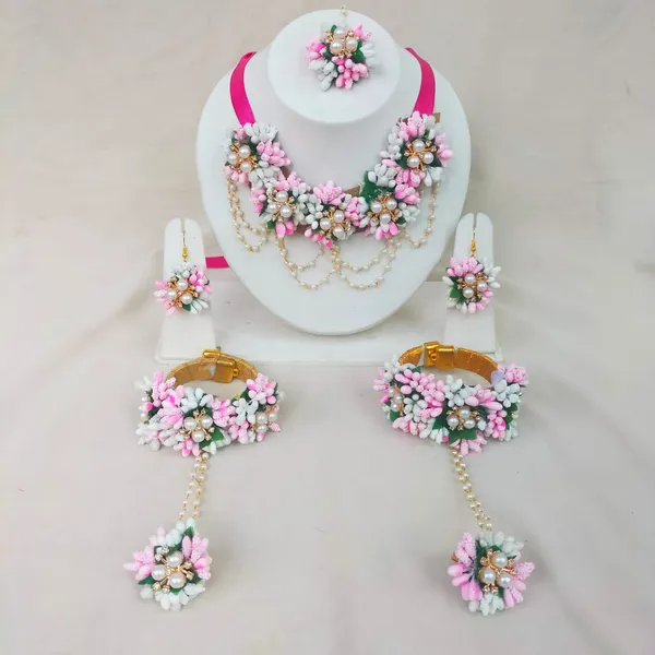 Pink_&_White__Shivanya_Fabric_Flower_jewellery_For_Women