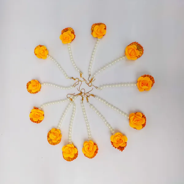 Yellow__Madhuri_Fabric_Flower_Jewellery__For_Girls_&_Women